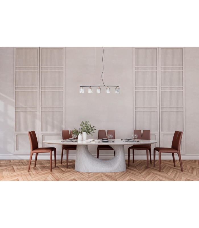 Simona Bar Pendant Ceiling Light Matt Black Chrome 5xE14-5