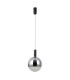 Strela 25cm Globe Pendant Ceiling Light Matt Black with Darkened Grey Glass Shade 3000K Warm White-1