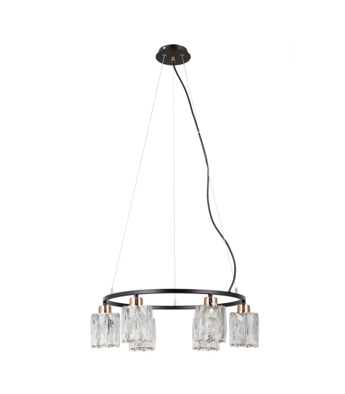 Simona Multi Arm Pendant Ceiling Light Matt Black Chrome 6xE14-1