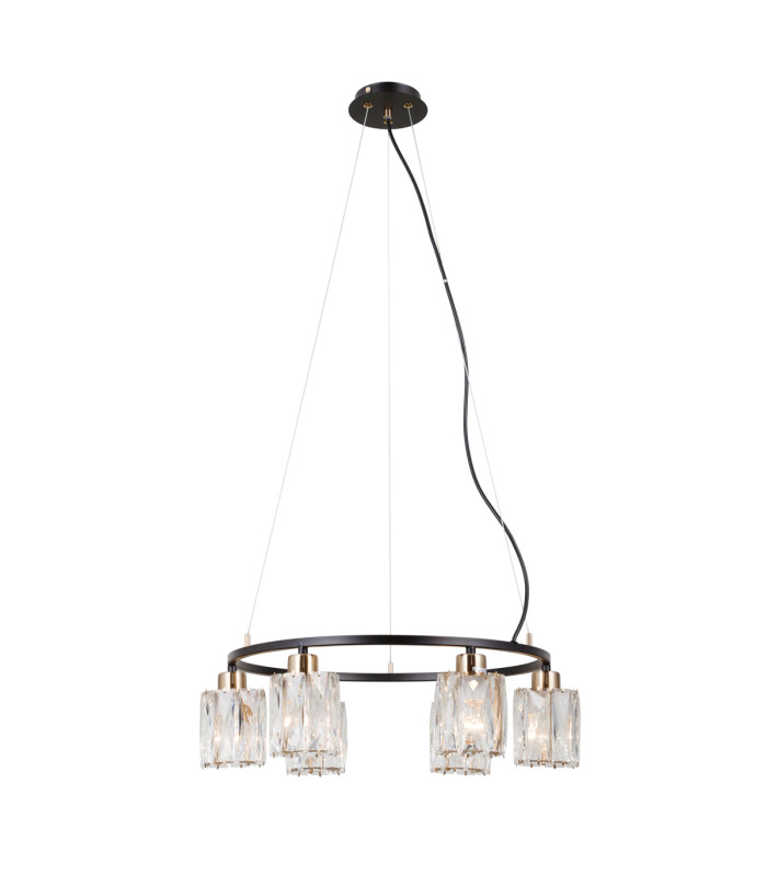 Simona Multi Arm Pendant Ceiling Light Matt Black Chrome 6xE14-2