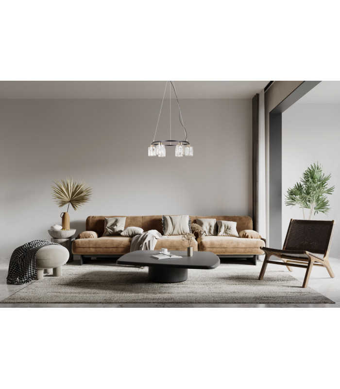 Simona Multi Arm Pendant Ceiling Light Matt Black Chrome 6xE14-5