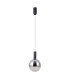 Strela 20cm Globe Pendant Ceiling Light Matt Black with Darkened Grey Glass Shade 3000K Warm White-1