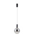 Strela 20cm Globe Pendant Ceiling Light Matt Black with Darkened Grey Glass Shade 3000K Warm White-2