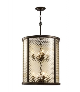Ceiling Pendant 8 Light E14 Oiled Bronze, Clear Glass - 1