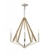 Pentagonal Caged Ceiling Pendant 5 Light E14 Polished Nickel, Taupe Wood - 1