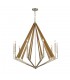 Decagonal Caged Ceiling Pendant 10 Light E14 Polished Nickel, Taupe Wood (Item Requires Assembly) - 1