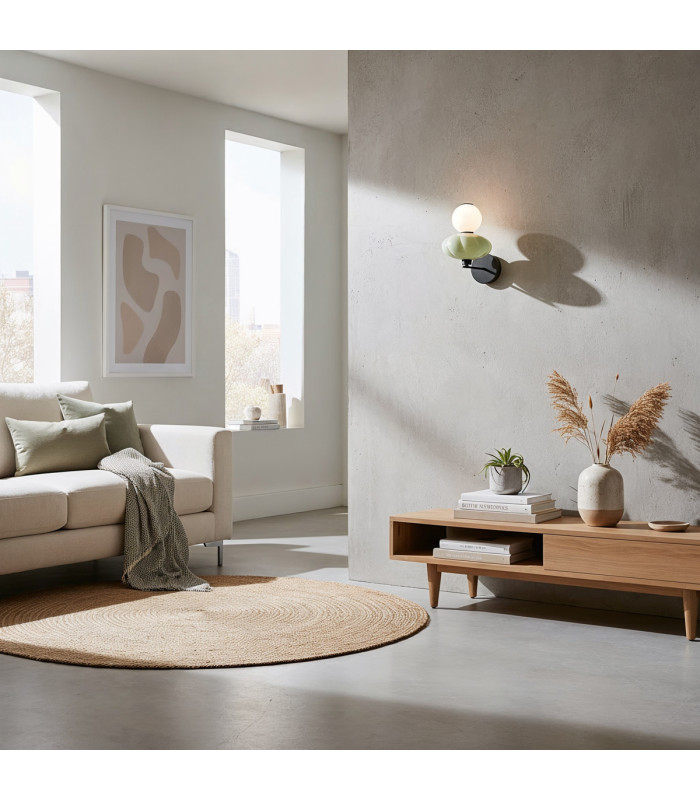 Tordi Globe Wall Lights Green Matt White 3000K Warm White-5