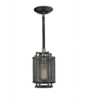 Caged Ceiling Pendant 1 Light E27 Weathered Zinc, Brushed Nickel - 1