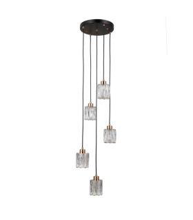 Torno Cluster Pendant Ceiling Light Matt Black Gold 5xE14-1