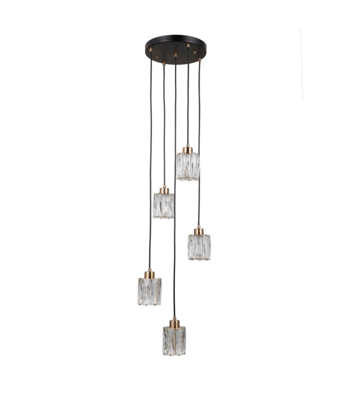 Torno Cluster Pendant Ceiling Light Matt Black Gold 5xE14-1