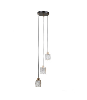 Torno Cluster Pendant Ceiling Light Matt Black Gold 3xE14-1