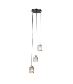Torno Cluster Pendant Ceiling Light Matt Black Gold 3xE14-2