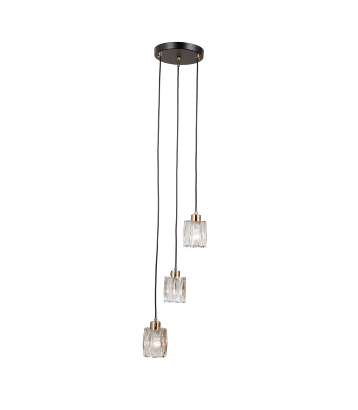 Torno Cluster Pendant Ceiling Light Matt Black Gold 3xE14-2