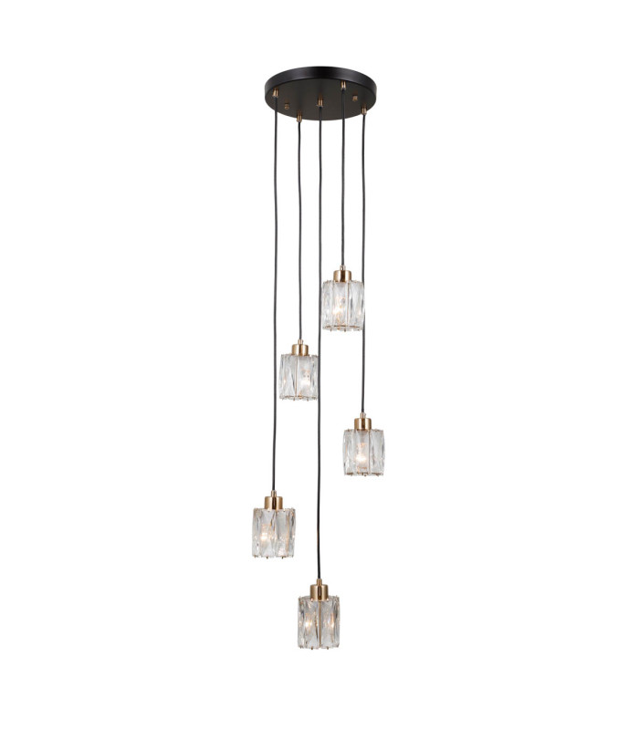Torno Cluster Pendant Ceiling Light Matt Black Gold 5xE14-2