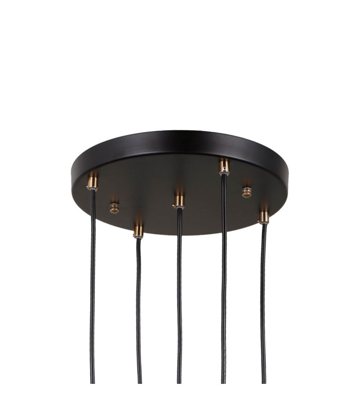 Torno Cluster Pendant Ceiling Light Matt Black Gold 5xE14-3