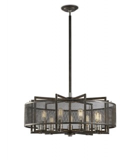 Ceiling Pendant 9 Light E27 Weathered Zinc, Brushed Nickel - 1