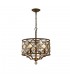 Cylindrical Ceiling Pendant 4 Light E14 Mocha, Teak Plated Crystal - 1