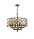 Cylindrical Ceiling Pendant 6 Light E14 Mocha, Teak Plated Crystal - 1