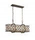 Ceiling Pendant 6 Light E14 Rectangle Mocha, Teak Plated Crystal - 1