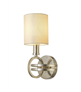 Wall Lamp with Beige Shade 1 Light Antique Silver - 1