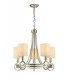 Ceiling Pendant with Beige Shade 5 Light E14 Antique Silver, Teak Plated - 1