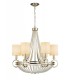 Ceiling Pendant with Beige Shade 6 Light E14 Antique Silver, Teak Plated, Crystal - 1