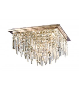 FlushFlush Ceiling Square 6 Light G9 Rose Gold, Crystal - 1