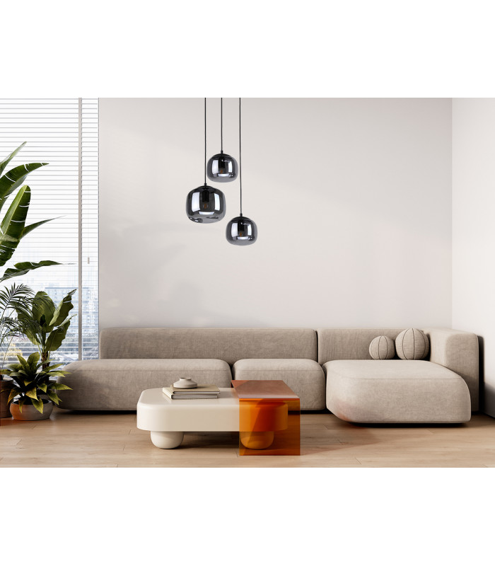 Calto Cluster Pendant Ceiling Light Black 3xE27-5