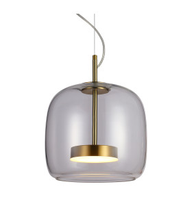 Caste 26cm Dome Pendant Ceiling Light Gold Smoked Shade 3000K Warm White-2