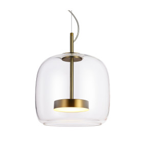 Caste 26cm Dome Pendant Ceiling Light Gold Clear Shade 3000K Warm White-1
