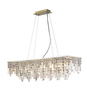 Ceiling Pendant Rectangular 6 Light G9 Rose Gold, Crystal - 1