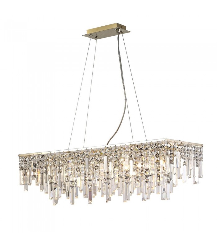 Ceiling Pendant Rectangular 6 Light G9 Rose Gold, Crystal - 1
