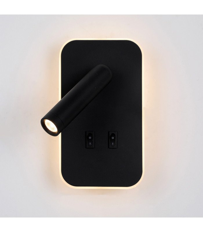 Doria Reading Wall Light Black 3000K Warm White 2xLED-1