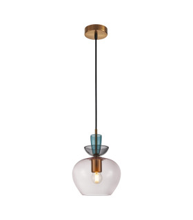 Fanda Dome Pendant Ceiling Light Gold with Pink Glass Shade-1