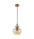 Fanda Dome Pendant Ceiling Light Gold with Amber Glass Shade-1
