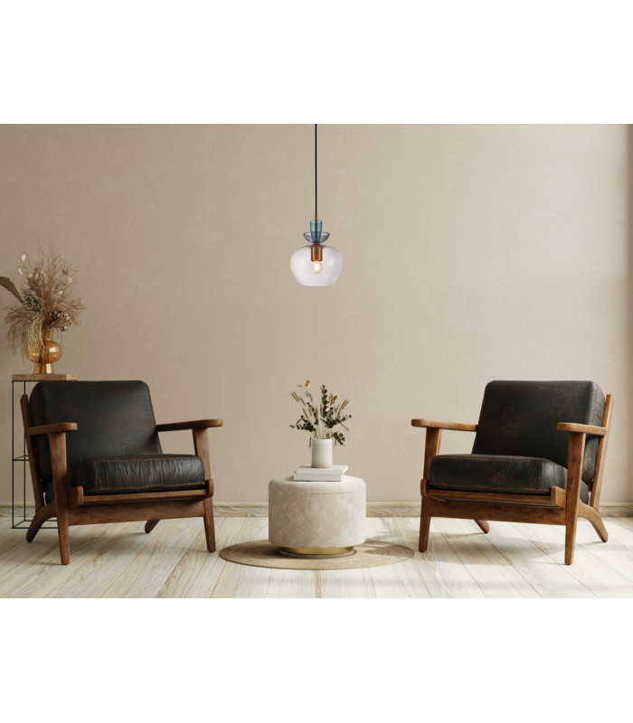 Fanda Dome Pendant Ceiling Light Gold with Pink Glass Shade-5