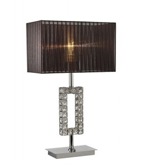 Rectangle Table Lamp with Black Shade 1 Light Polished Chrome, Crystal - 1