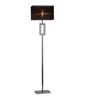 Renctangle Floor Lamp with Black Shade 1 Light Polished Chrome, Crystal - 1