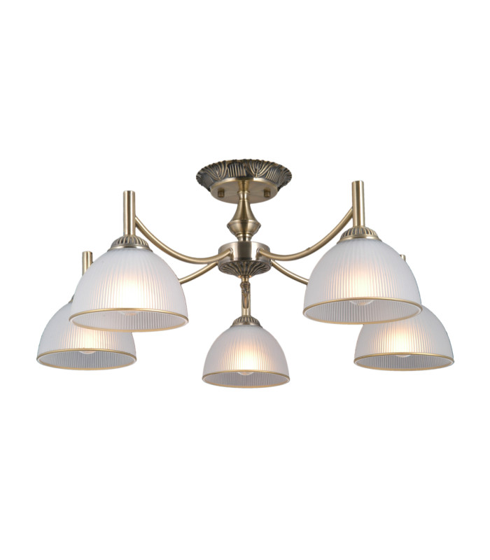 Fener Multi Arm Semi Flush Ceiling Lamp Antique Brass 5xE27-2