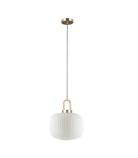 Fosse Globe Pendant Ceiling Light Gold with White Glass Shade-1