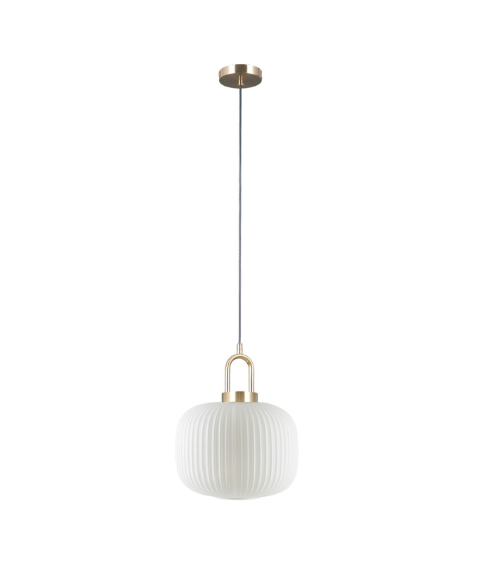 Fosse Globe Pendant Ceiling Light Gold with White Glass Shade-1