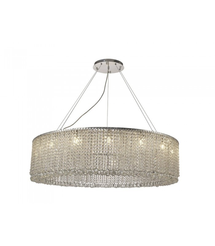 110cm Round Ceiling Pendant Chandelier, 15 Light G9, Polished Chrome, Crystal - 1