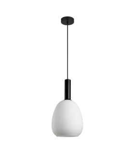 Gater Dome Pendant Ceiling Light Black with Opal White Shade-1