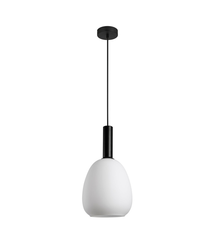 Gater Dome Pendant Ceiling Light Black with Opal White Shade-1