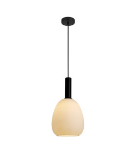 Gater Dome Pendant Ceiling Light Black with Opal White Shade-2