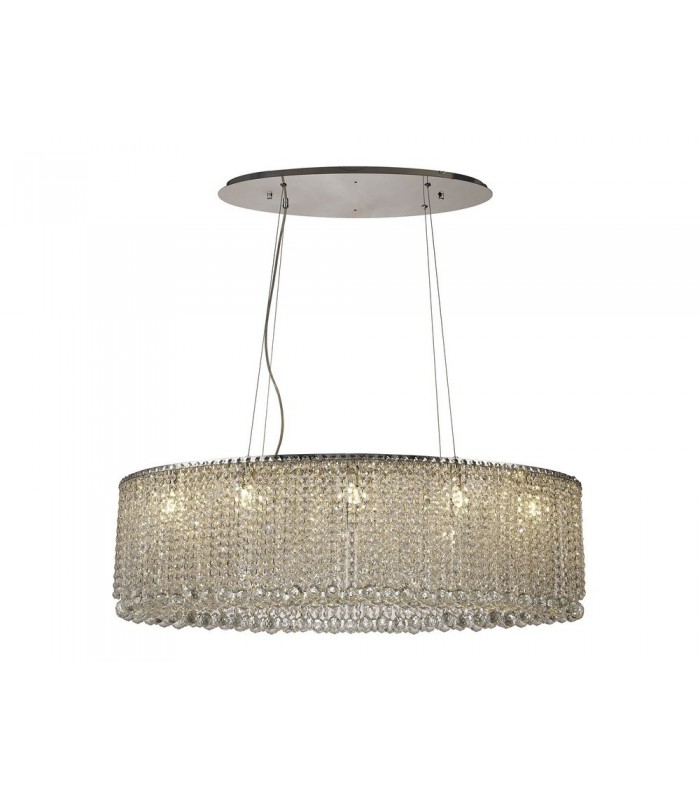 IL31374 100x50cm Oval Ceiling Pendant Chandelier, 10 Light G9, Polished Chrome, Crystal - 1