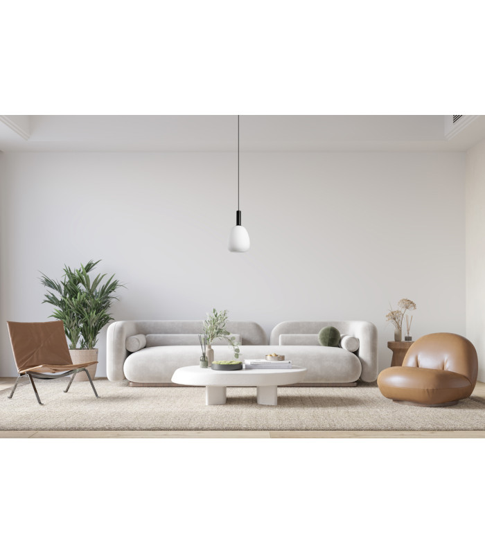 Gater Dome Pendant Ceiling Light Black with Opal White Shade-5
