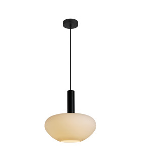 Gater Dome Pendant Ceiling Light Black with White Glass Shade-1
