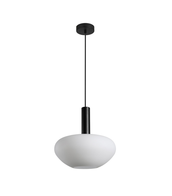 Gater Dome Pendant Ceiling Light Black with White Glass Shade-2
