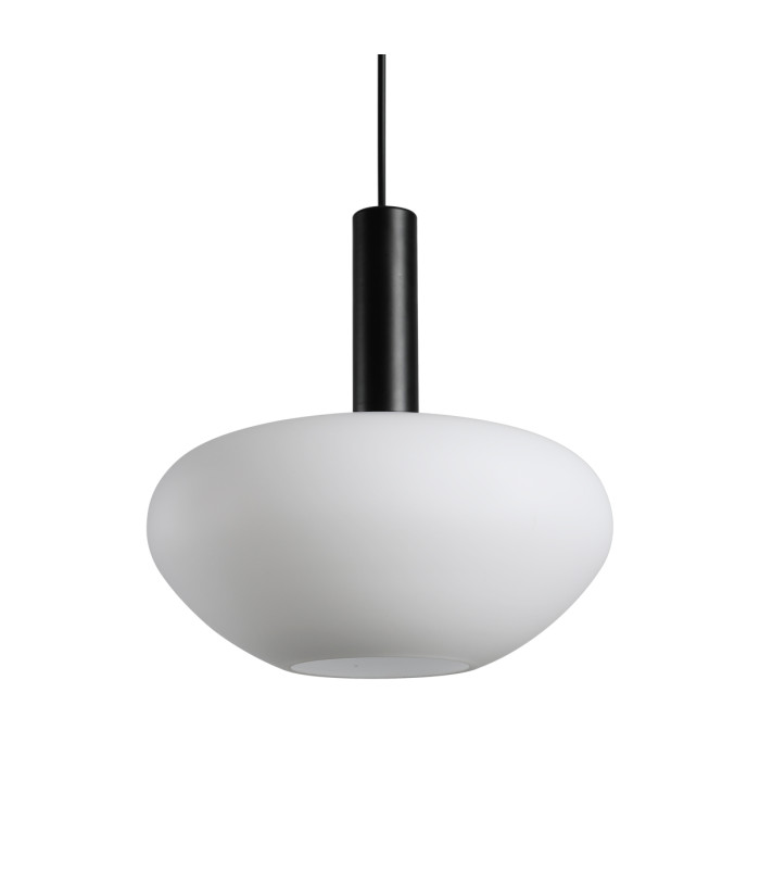 Gater Dome Pendant Ceiling Light Black with White Glass Shade-3